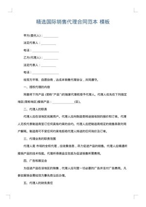 精选国际销售代理合同范本