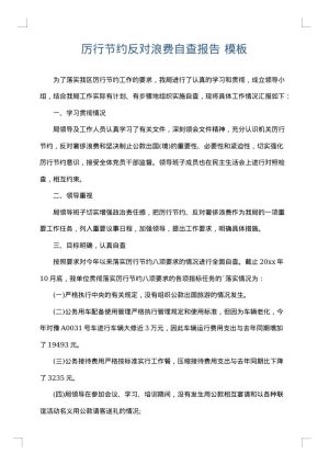 厉行节约反对浪费自查报告