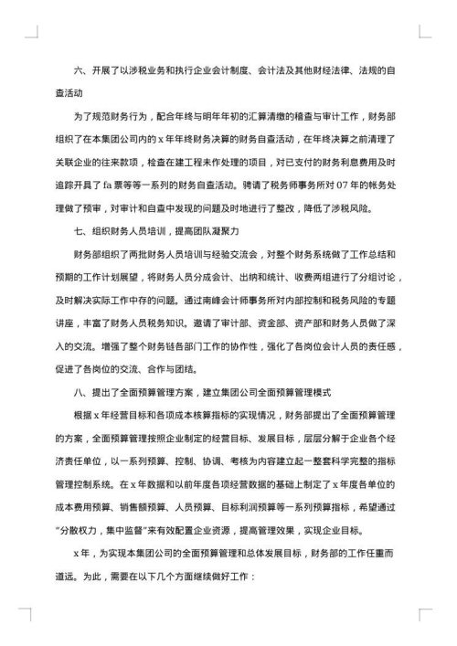财务总监个人工作总结