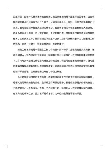 财务专员试用期转正工作总结