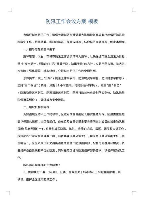 防汛工作会议方案