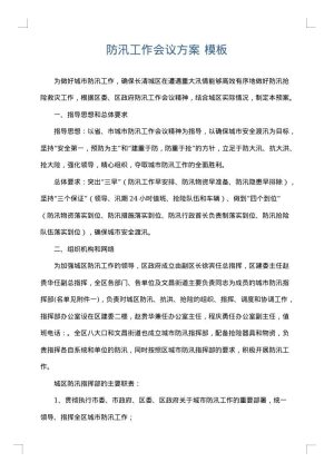 防汛工作会议方案
