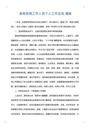 县税务局工作人员个人工作总结