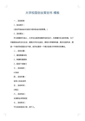 大学校园创业策划书