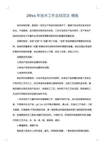 20xx年技术工作总结范文