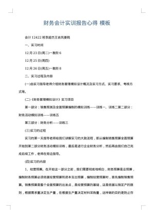财务会计实训报告心得