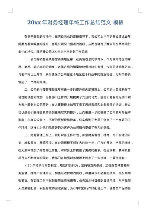 2025年财务经理年终工作总结范文