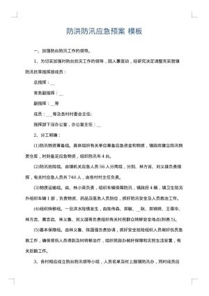 防洪防汛应急预案