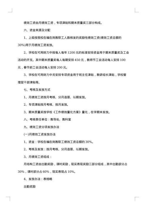 2025年小学绩效工资分配实施方案