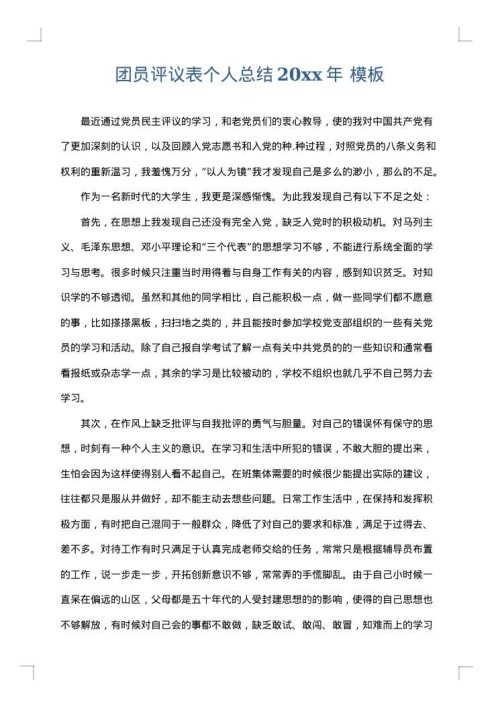 团员评议表个人总结2025年