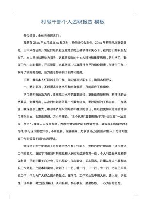 村级干部个人述职报告