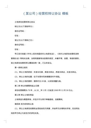 （某公司）经营权转让协议