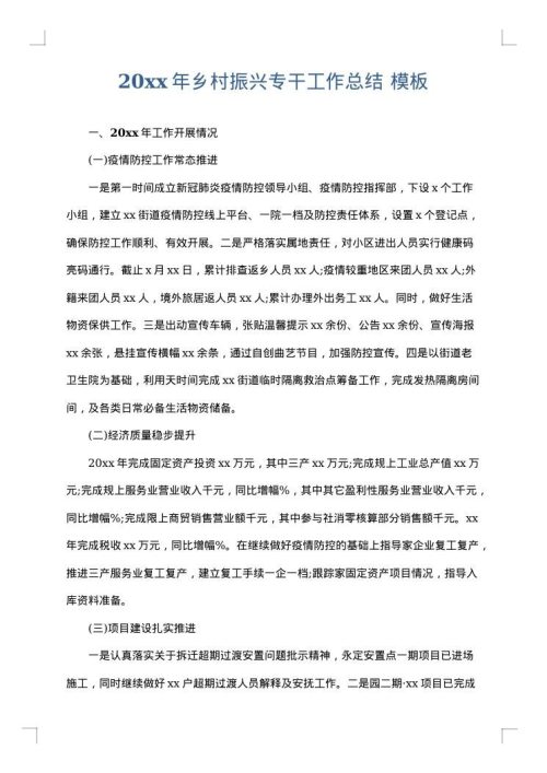 2025年乡村振兴专干工作总结