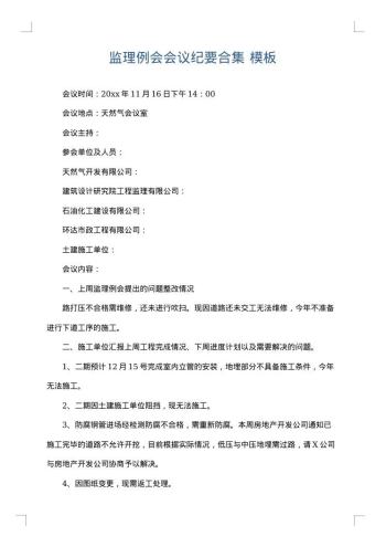 监理例会会议纪要合集