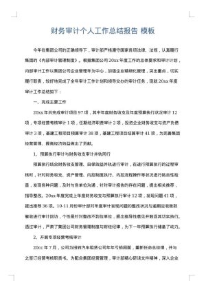 财务审计个人工作总结报告