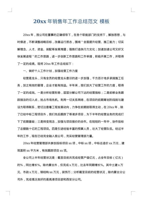 2025年销售年工作总结范文