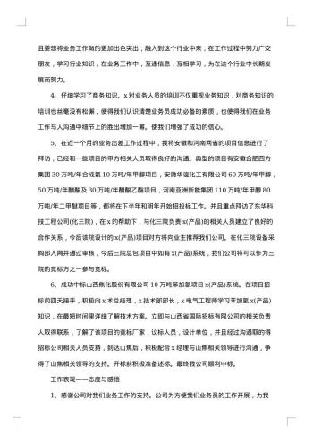 业务员试用期个人工作总结