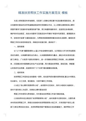 精准扶贫帮扶工作实施方案范文