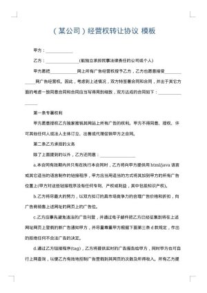 （某公司）经营权转让协议