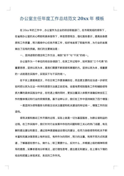 办公室主任年度工作总结范文2025年