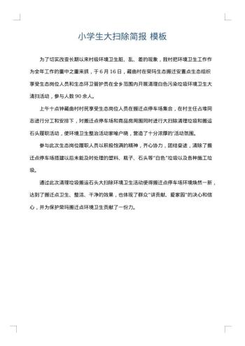 小学生大扫除简报