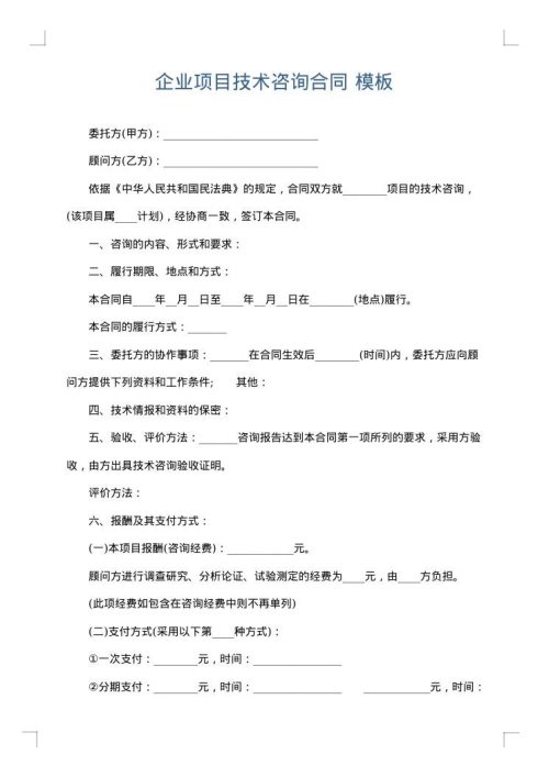 企业项目技术咨询合同