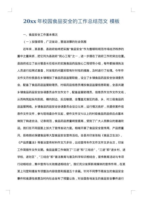 2025年校园食品安全的工作总结范文