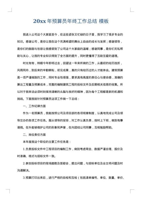 2025年预算员年终工作总结