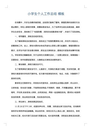 小学生个人工作总结