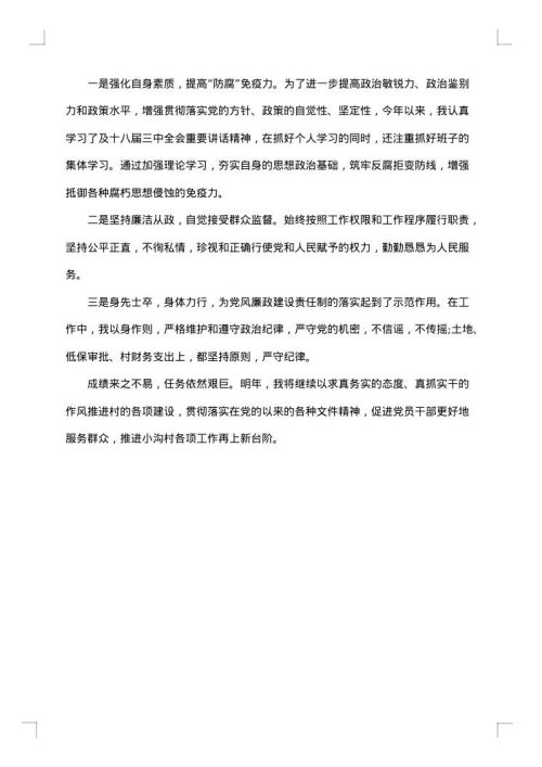 村主任述职述廉报告
