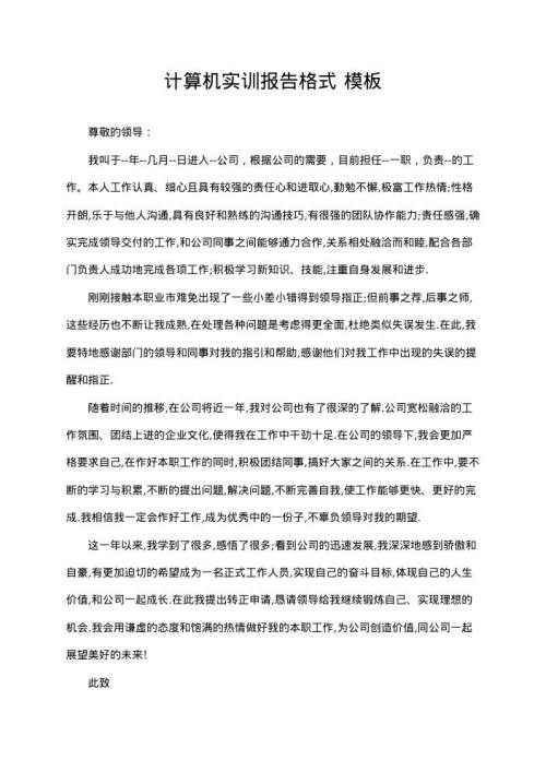 计算机实训报告格式 资料