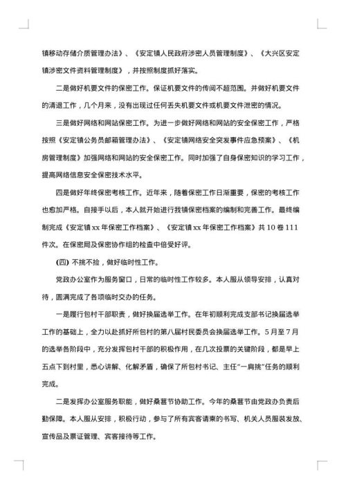 党政办个人工作总结