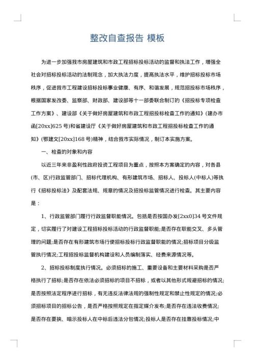 整改自查报告