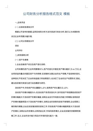 公司财务分析报告格式范文
