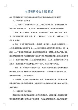 市场考察报告3篇