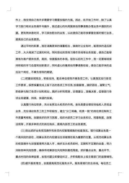 银行柜员年度总结报告