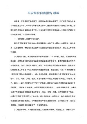 平安单位自查报告