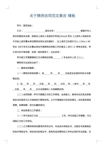 关于聘用合同范文集合