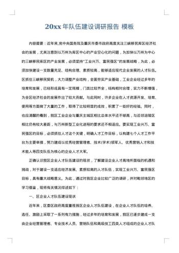 20xx年队伍建设调研报告