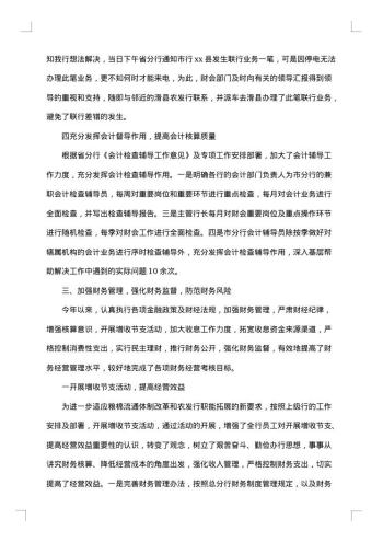 银行财务人员工作总结
