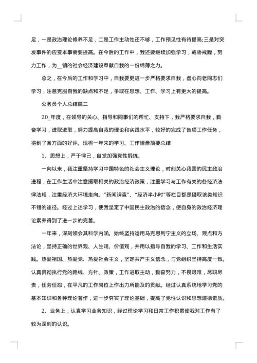 公务员个人工作总结格式
