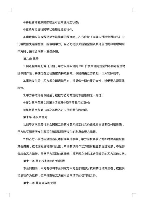 专业的融资租赁合同