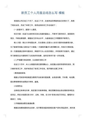 新员工个人月度总结怎么写