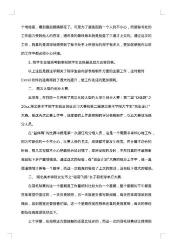 学生会年度个人工作总结报告