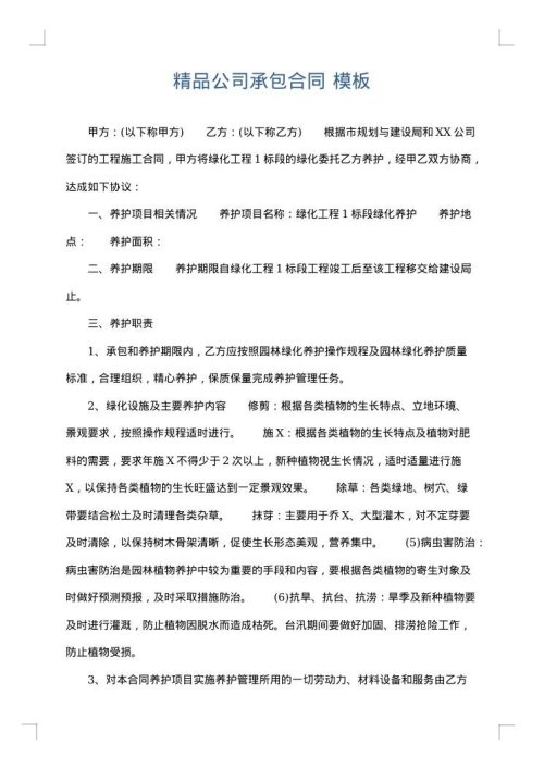 精品公司承包合同