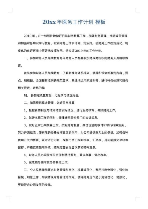 2025年医务工作计划