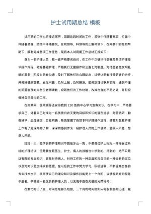 护士试用期总结