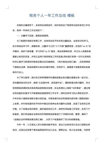 税务个人一年工作总结