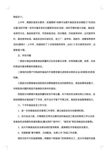 社区食品安全全年工作总结