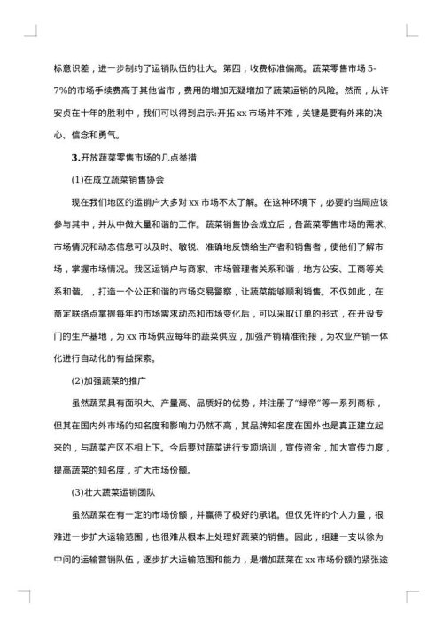 菜市场调查报告